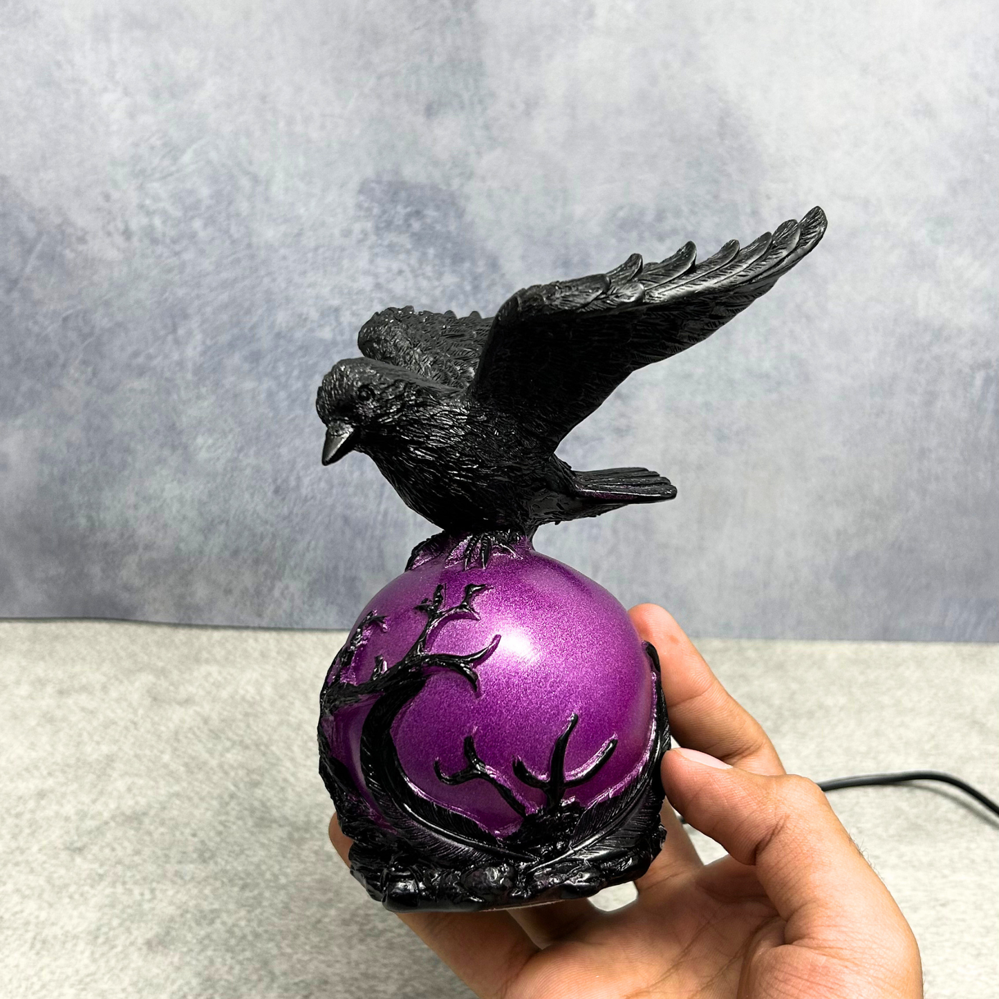 Gothic Resin Raven Table Lamp