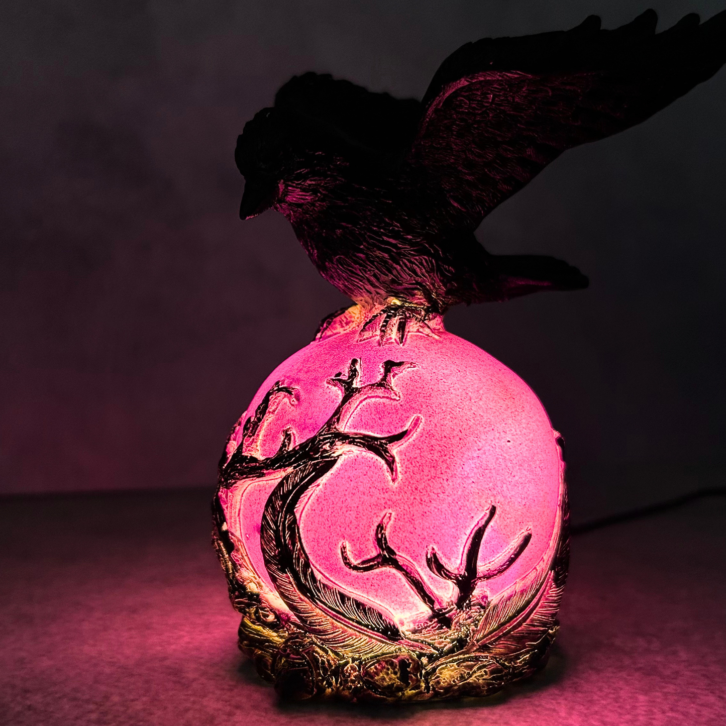 Gothic Resin Raven Table Lamp
